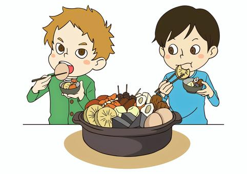 おでんを食べる男の子